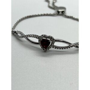 925 STERLING SILVER  SPINEL & CZ HEART BRACELET